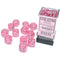 Borealis: 16mm d6 Pink/silver Luminary Dice Block (12 dice)