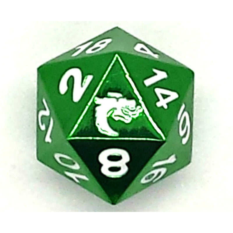 Old School DnD RPG Metal D20: Halfling Forged - Electric Green