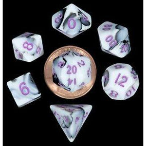 Mini Polyhedral Marble with Purple Numbers (7)
