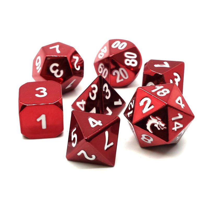DnD RPG Metal Dice Set: Halfling Forged - Electric Red