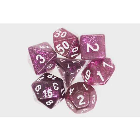 7 Piece DnD RPG Dice Set: Sparkle Translucent Purple