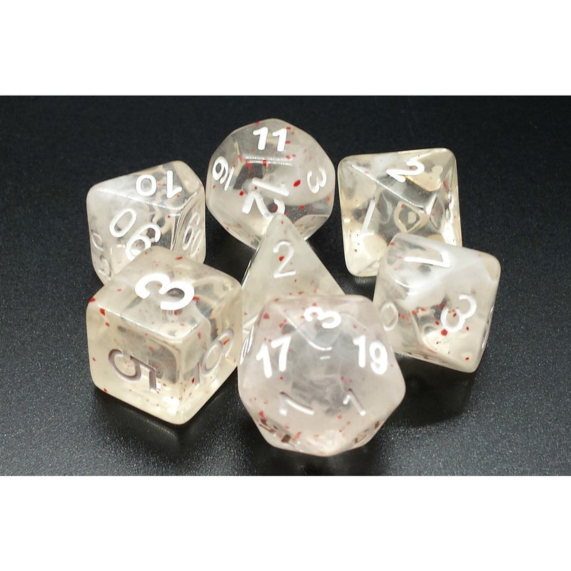 Old School 7 Piece DnD RPG Dice Set: Particles - Red Ice