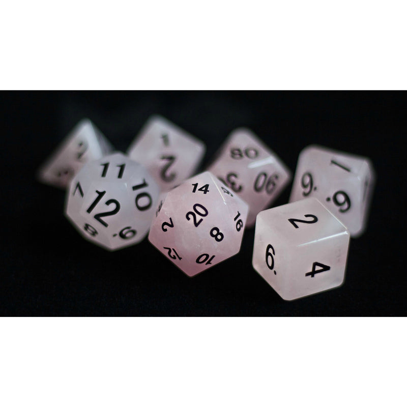 Rose Quartz Gemstone Dice Set (7)