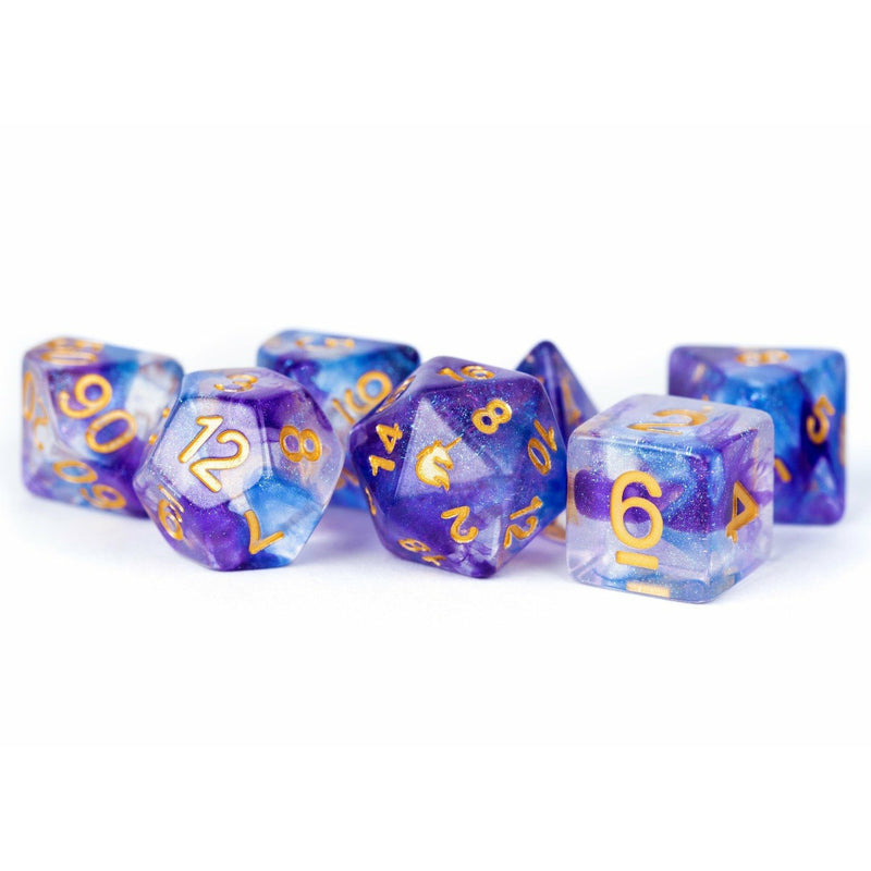 Unicorn Resin 16mm Polyhedral Dice Set: Midnight Fantasy (7)