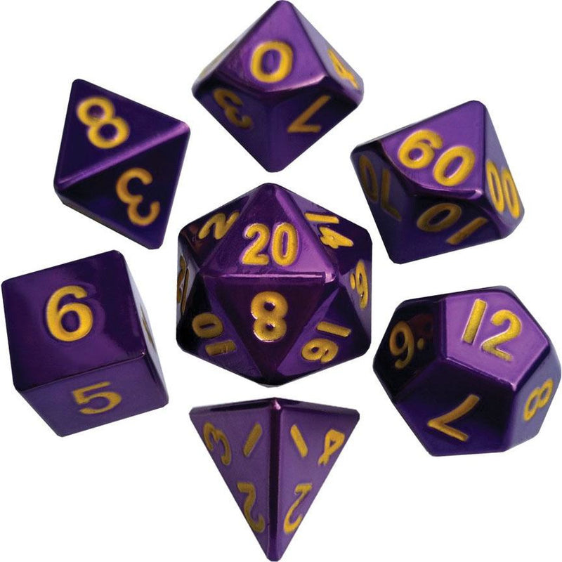 Purple Painted Metal Dice Set (7)