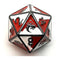 Old School DnD RPG D20 Metal Dice: Dragon Forged - Red & White w/ Black Nickel