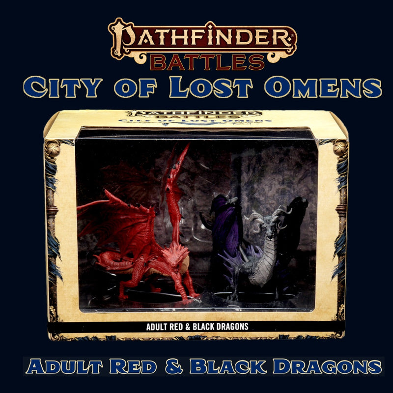 City of Lost Omens Premium Figure Adult Red & Black Dragons