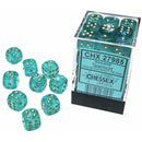 Borealis: 12mm d6 Teal/gold Luminary Dice Block (36 dice)