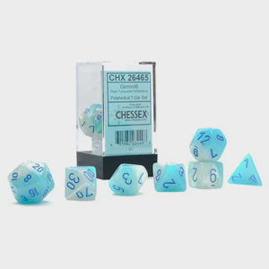 Gemini: Poly Pearl Turquoise-White/blue Luminary 7-Die Set