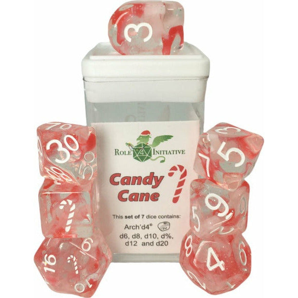 Polyhedral Dice: Diffusion Candy Cane Set of 7