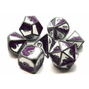 DnD RPG Metal Dice Set: Dragon Forged - Purple & White w/ Black Nickel