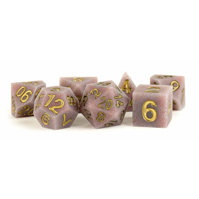 16mm Sharp Edge Rubber Poly Dice Set: Volcanic Soot (7)