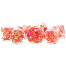 16mm Resin Poly Dice Set: Pearl Red with Copper Numbers (7)