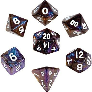 10mm Mini Stardust Acrylic Poly Dice Set: Galaxy (7)