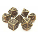 Old School 7 Piece DnD RPG Metal Dice Set: Dragon Scale - Ancient Gold