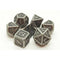 Old School 7 Piece DnD RPG Metal Dice Set: Dragon Scale - Ancient Silver