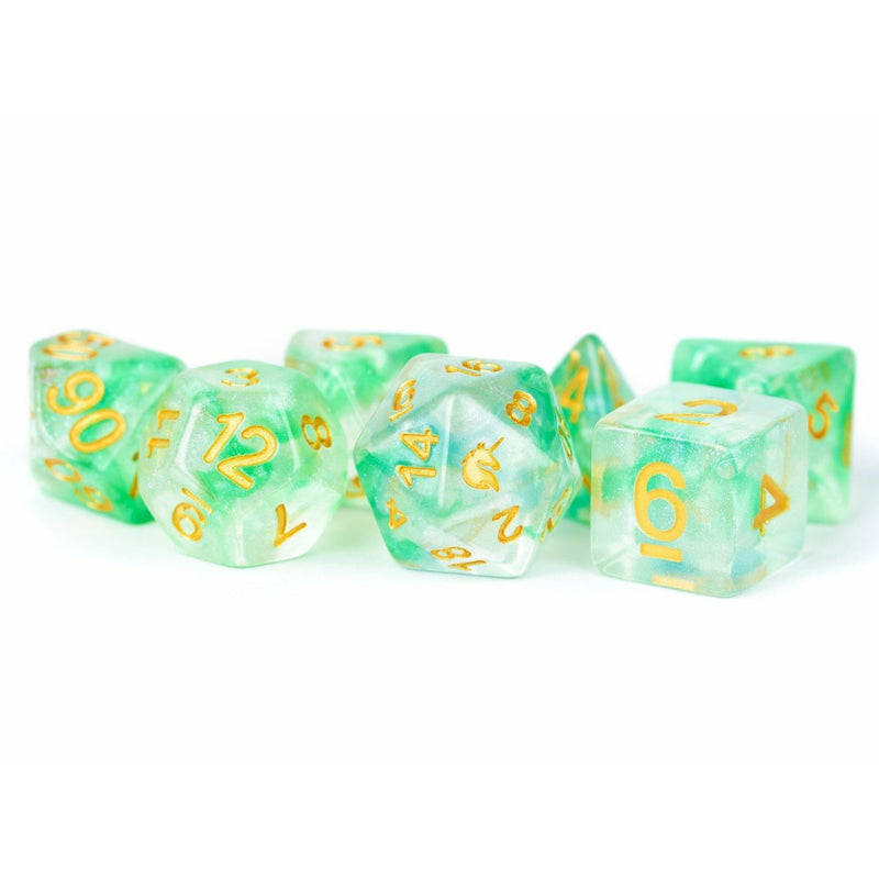 Unicorn Resin 16mm Polyhedral Dice Set: Icy Everglades (7)