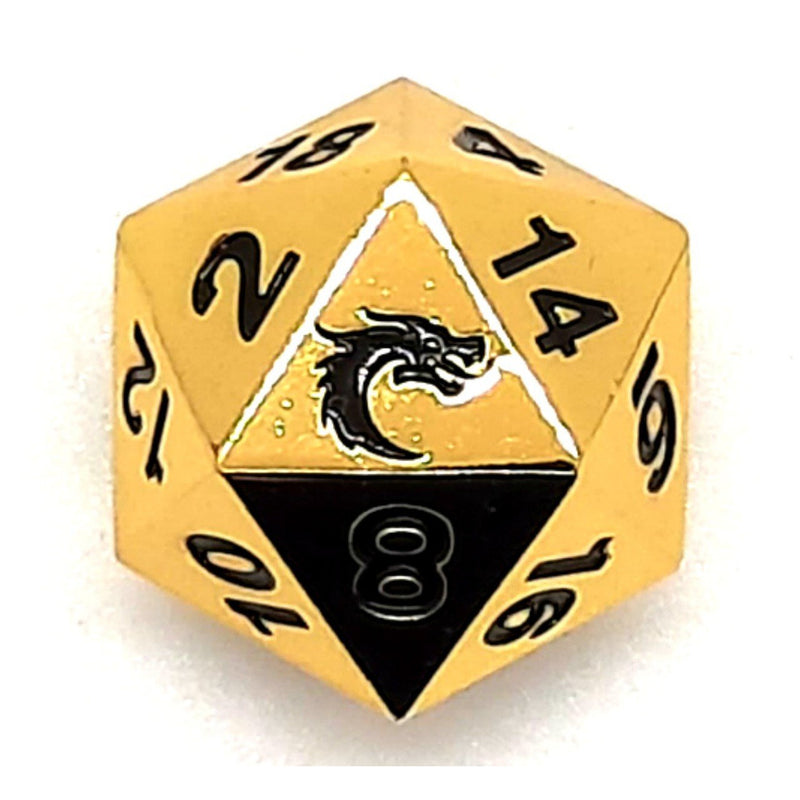 Old School DnD RPG Metal D20: Halfling Forged - Shiny GOLD