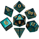 Turquoise Painted Metal Dice Set (7)