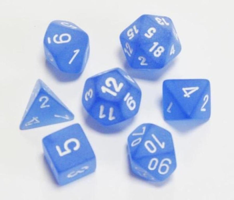 Frosted Blue White 7 Dice Set