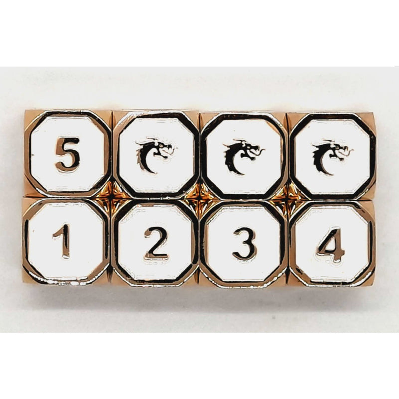DnD RPG Metal Dice D6 Set: Elven Forged - White w/ Gold