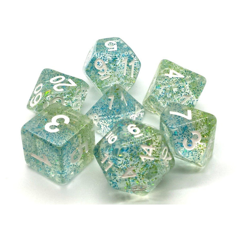 Old School 7 Piece DnD RPG Dice Set: Particles - Coral Reef