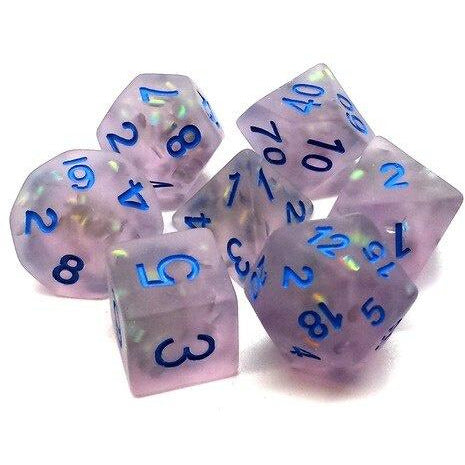 RPG Dice Set: Frosted Firefly Lavender W/Blue (7)