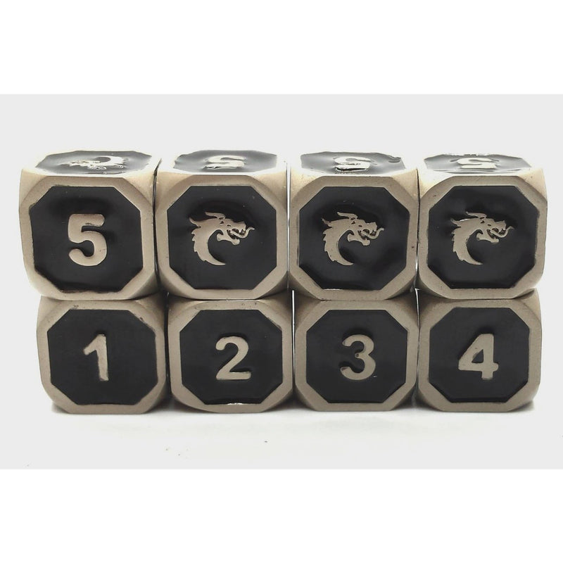 DnD RPG Metal Dice D6 Set: Elven Forged - Black w/ Silver