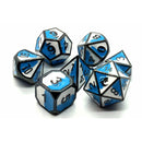 DnD RPG Metal Dice Set: Dragon Forged - Blue & White w/ Black Nickel
