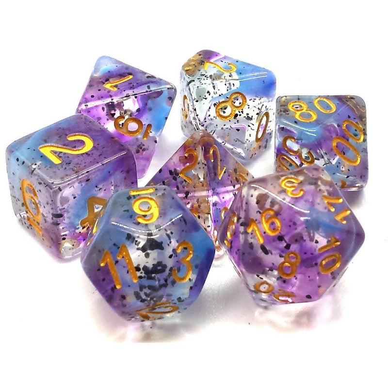 Old School 7 Piece DnD RPG Dice Set: Particles - Volcanic Lightning