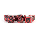 Red with Black Enamel Metal Dice Set (7)