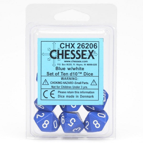 Opaque: Poly D10 Blue/White (10)