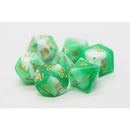 7 Piece DnD RPG Dice Set: Vorpal Cyan & White w/ Gold