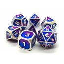 DnD RPG Metal Dice Set: Dragon Forged - Platinum Purple & Blue