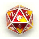 Old School DnD RPG D20 Metal Dice: Dragon Forged - Platinum Red & Yellow